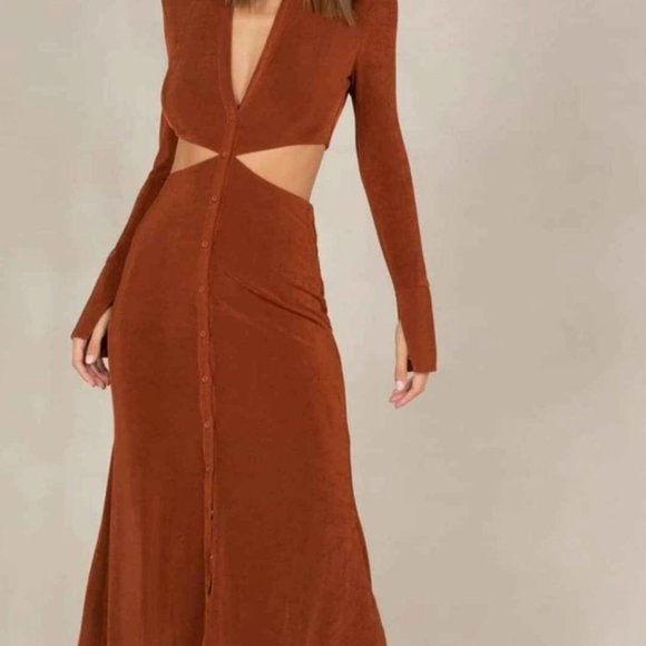 MISHA Salona Midi Dress in Copper size small - Picture 3 of 8